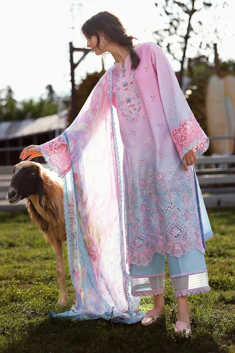Mushq - Solace Ombre Chikankari - 07-Faint Blossom - Unstitched