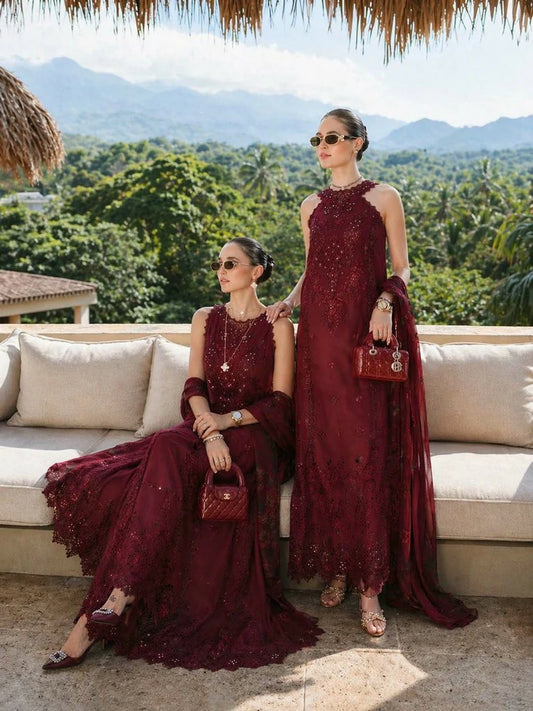 Noor by Saadia Asad - Noor Luxury Eid Schiffli Laserkari - Design 12 - Unstitched
