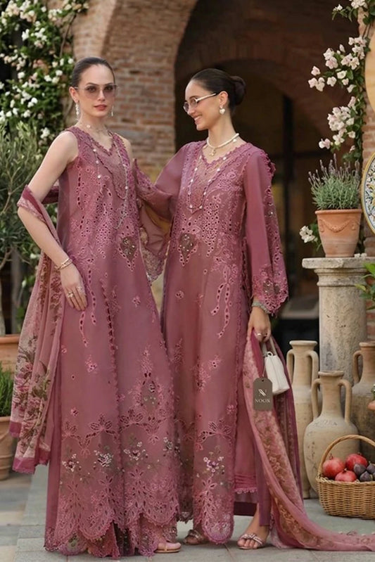 Noor by Saadia Asad - Noor Luxury Eid Schiffli Laserkari - Design 01 - Unstitched