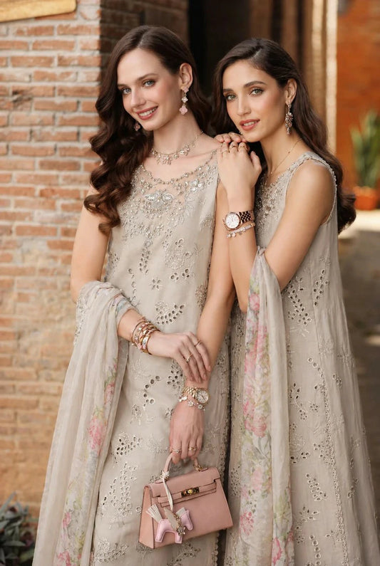 Noor by Saadia Asad - Noor Luxury Eid Schiffli Laserkari - Design 07 - Unstitched