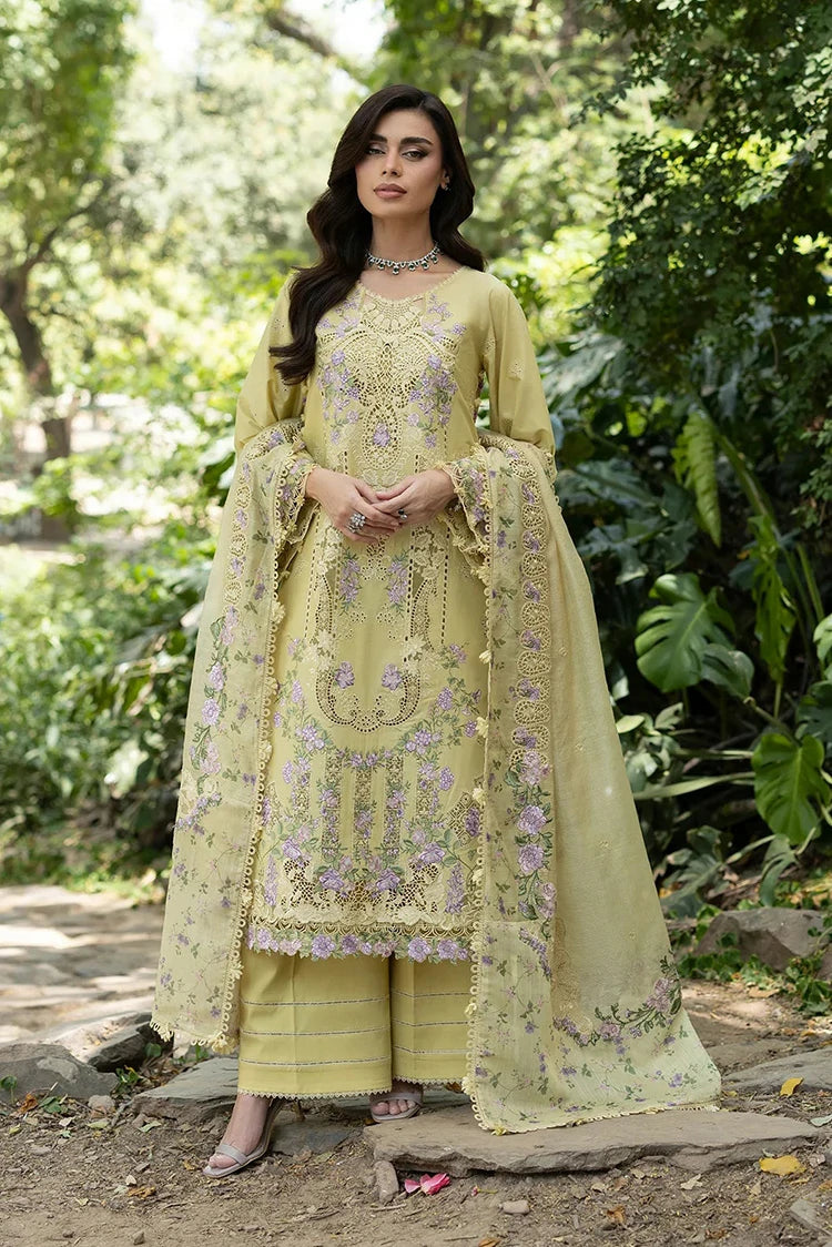 Elaf - Luxury Lawn Unstitched Vol 2 - ELQ-7A BUTTER YELLOW - Unstitched