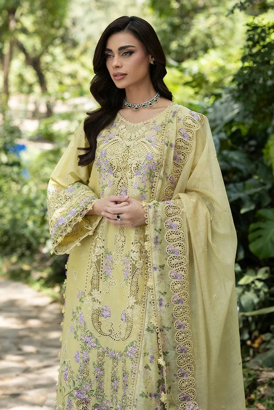 Elaf - Luxury Lawn Unstitched Vol 2 - ELQ-7A BUTTER YELLOW - Unstitched