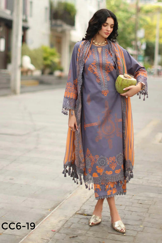 Charizma - Combination Embroidered Lawn Collection Vol 3 - CC6-19 - Unstitched