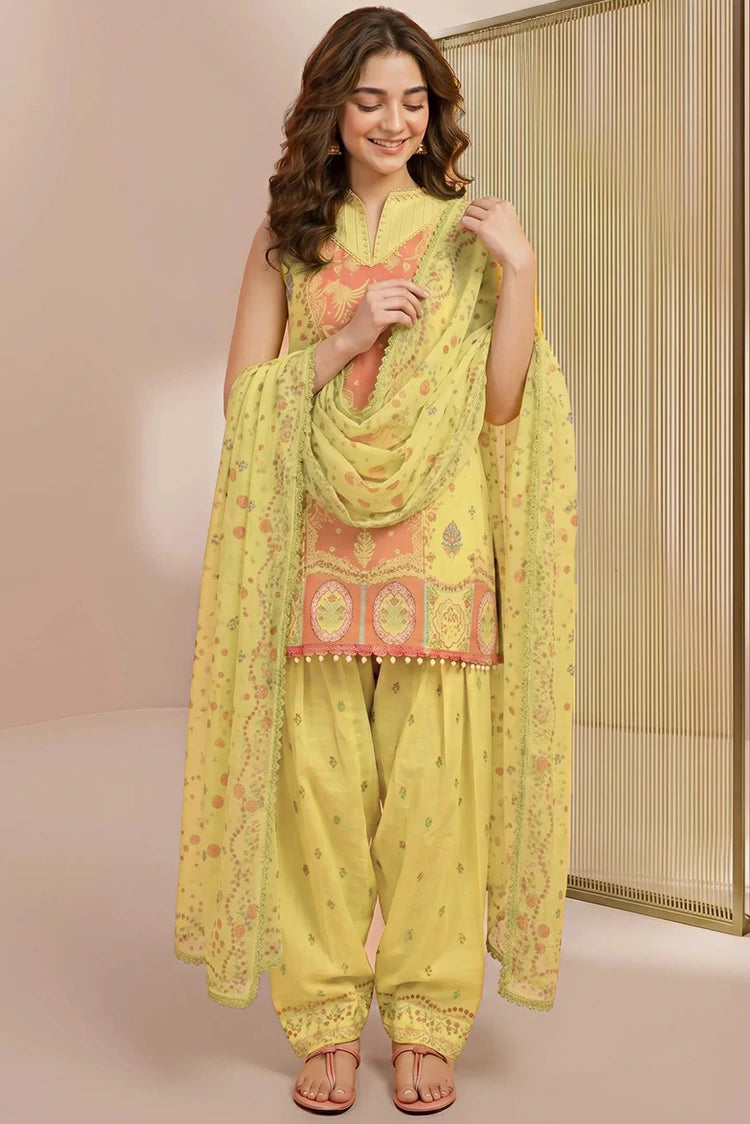 Asifa & Nabeel - Yakin Printed Lawn - Sunflower (YKL26-08) - Unstitched