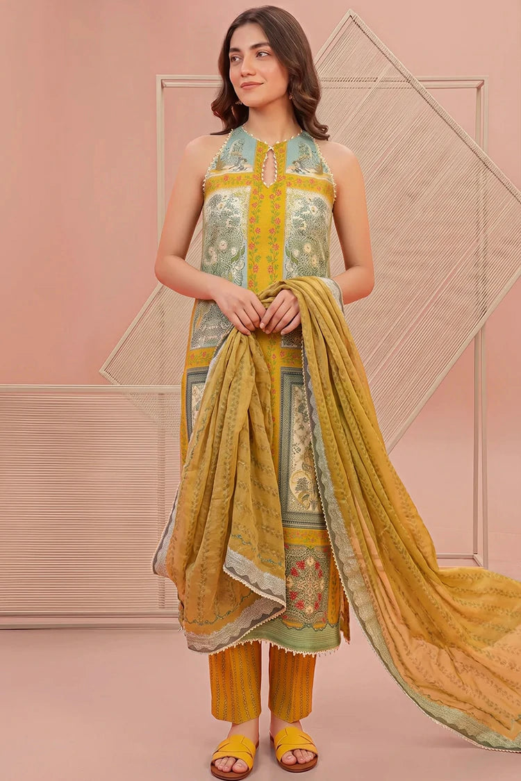 Asifa & Nabeel - Yakin Printed Lawn - Daffodil (YKL26-09) - Unstitched