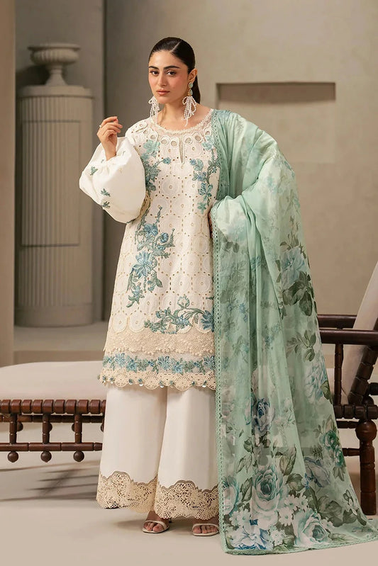 Elaf - E Craft Chikankari With Chiffon Dupatta - EHC-1A VANILLA - Unstitched