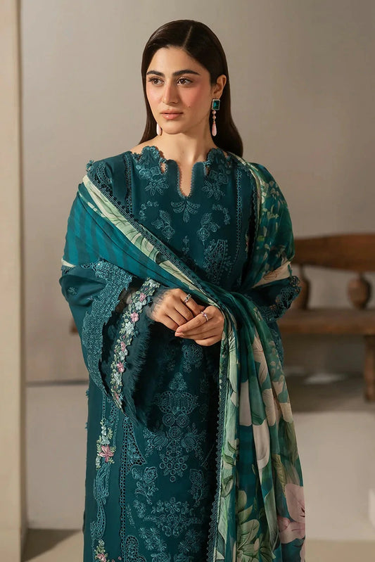 Elaf - E Craft Chikankari With Chiffon Dupatta - EHC-2A MOSS - Unstitched