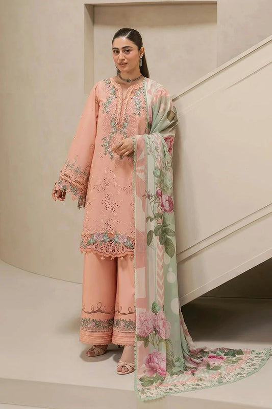 Elaf - E Craft Chikankari With Chiffon Dupatta - EHC-3B DUSTROSE - Unstitched