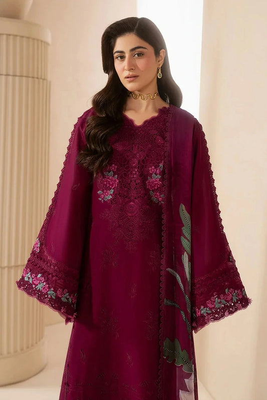 Elaf - E Craft Chikankari With Chiffon Dupatta - EHC-4A GARNET - Unstitched