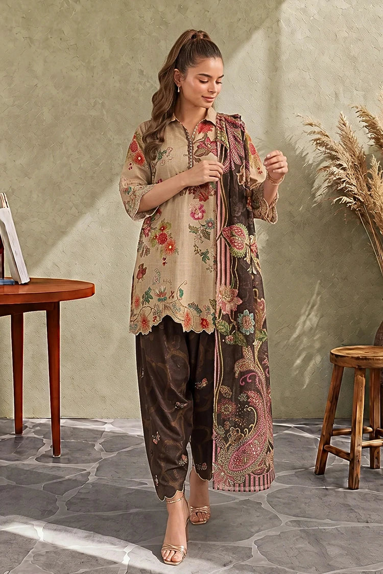 Asifa & Nabeel - Cambric Printed - Mocca (CU26-04) - Unstitched
