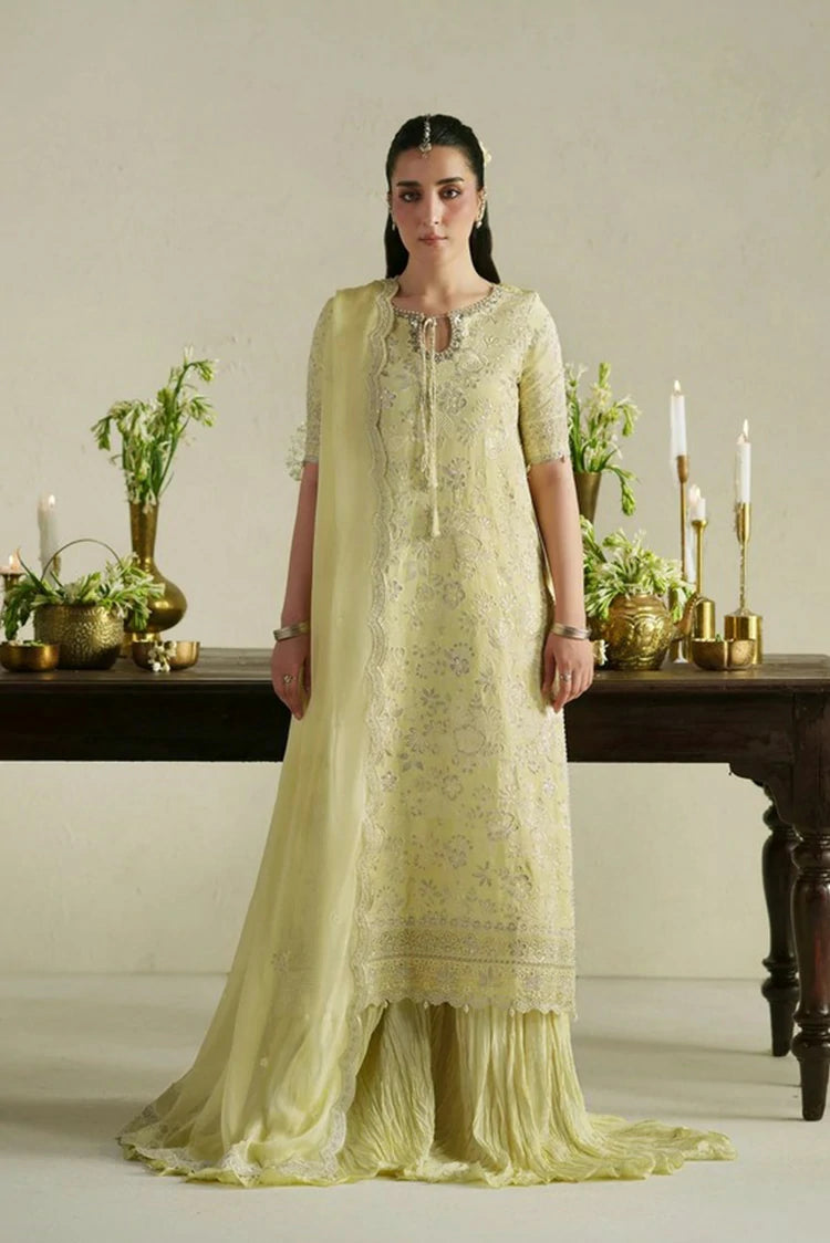 Vera - Raw Silk Edit - 06-Gulab Butter Yellow Shirt Set - Unstitched