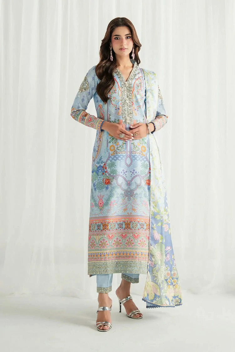 Gulaal - Aira Printed Silk - GS-10-Misty - Unstitched