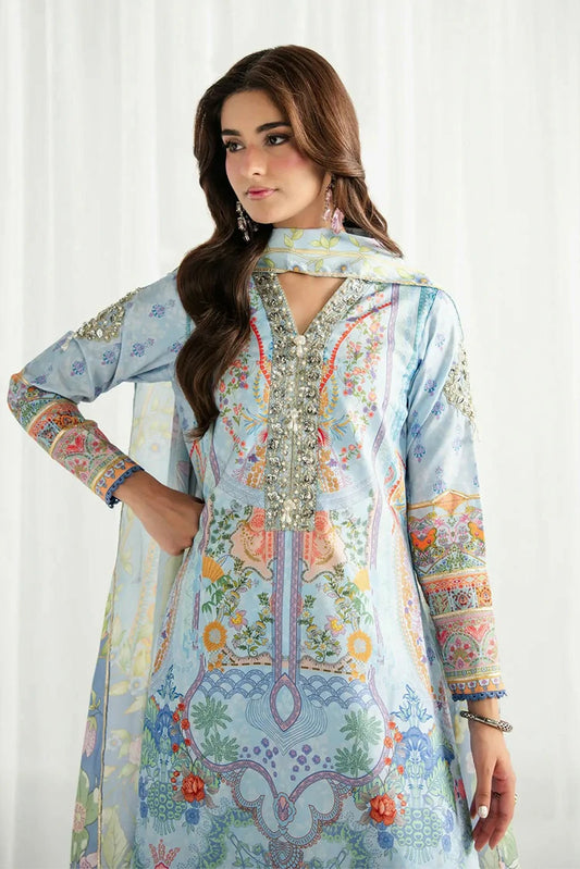 Gulaal - Aira Printed Silk - GS-10-Misty - Unstitched