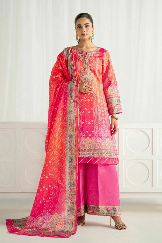 Gulaal - Aira Printed Silk - GS-12-Marigold Dusk - Unstitched