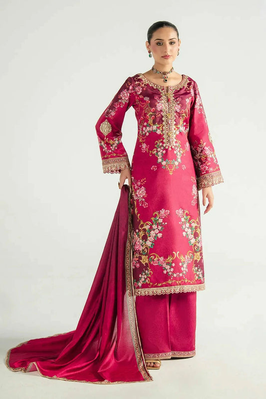 Gulaal - Aira Printed Silk - GS-13-Garnet Garden - Unstitched