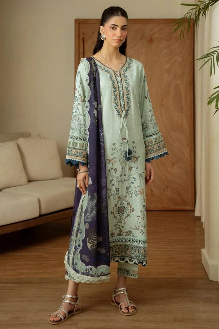 Aabyaan - Print Luxe Linen - AK-09-CELESTE - Unstitched