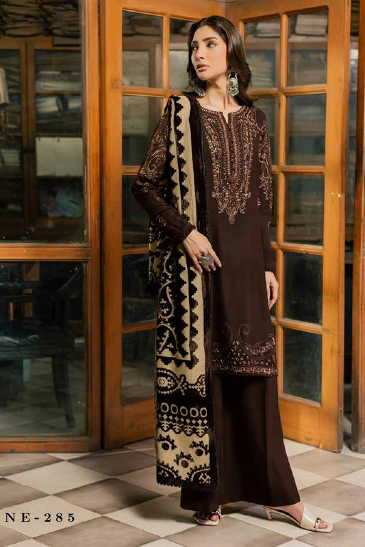 Nureh - Exclusive Embroidered Peach Leather Collection Vol 3 - NE-285 - Unstitched