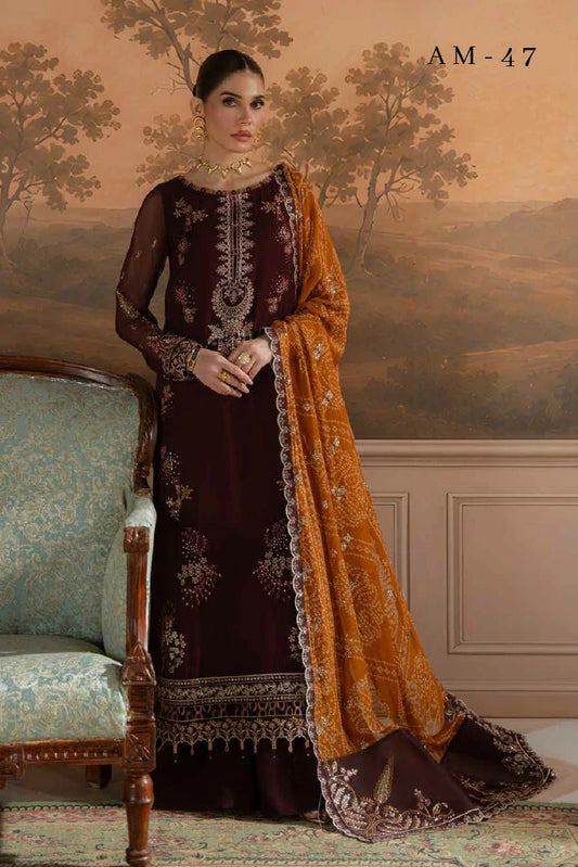 Nureh - Amaya Luxury Embroidered Chiffon Collection Vol 3 - AM-47 - Unstitched