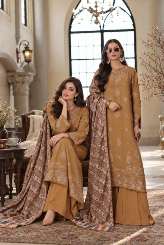 Noor by Saadia Asad - Noor Winter Embroidered Prinkhaas - Design-10A - Unstitched