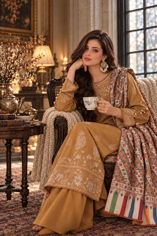 Noor by Saadia Asad - Noor Winter Embroidered Prinkhaas - Design-10A - Unstitched