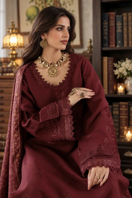 Noor by Saadia Asad - Noor Winter Embroidered Prinkhaas - Design-3B - Unstitched