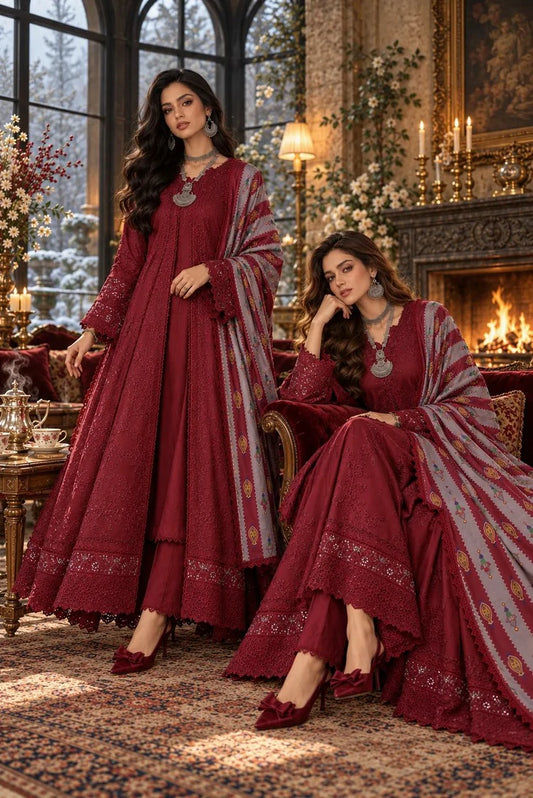 Noor by Saadia Asad - Noor Winter Embroidered Prinkhaas - Design-6A - Unstitched