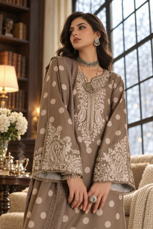 Noor by Saadia Asad - Noor Winter Embroidered Prinkhaas - Design-8A - Unstitched