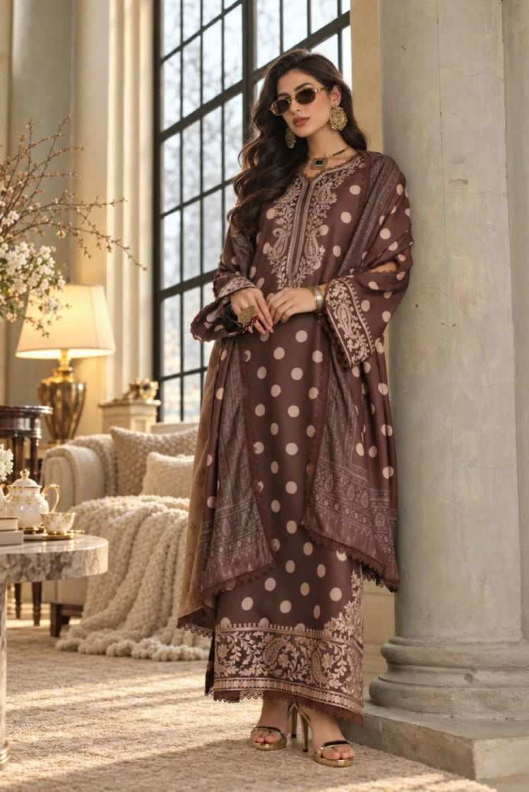 Noor by Saadia Asad - Noor Winter Embroidered Prinkhaas - Design-8B - Unstitched