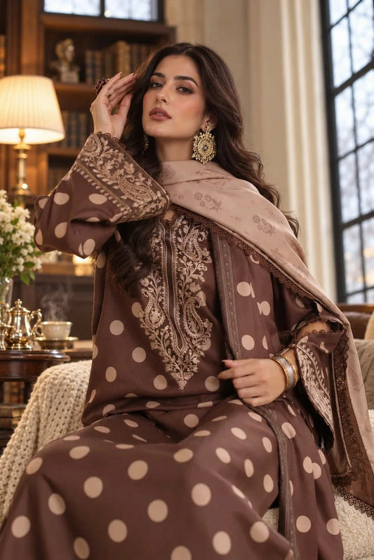 Noor by Saadia Asad - Noor Winter Embroidered Prinkhaas - Design-8B - Unstitched