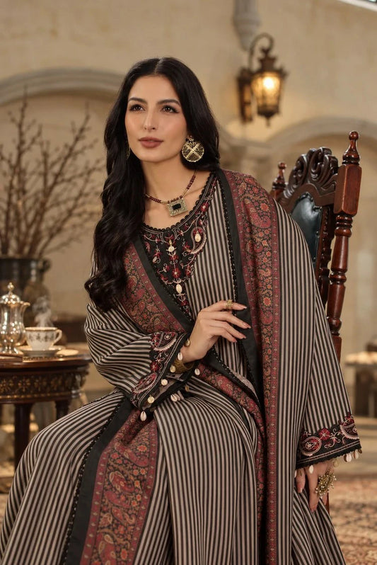 Noor by Saadia Asad - Noor Winter Embroidered Prinkhaas - Design-9B - Unstitched