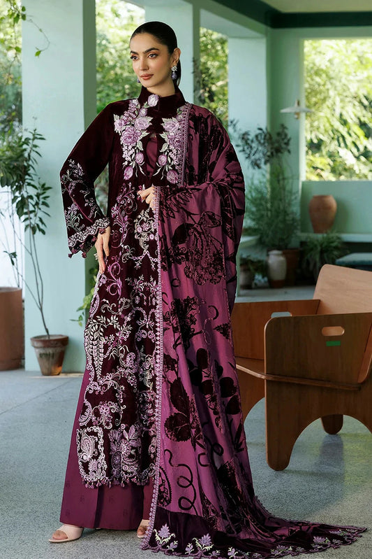 Asifa & Nabeel - Plush Luxury Winter - Wine Shine (WLXU-06) - Unstitched