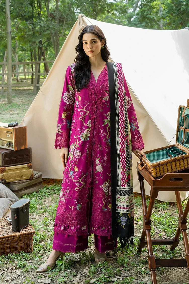 Elaf - Wilderness Pashmina Shawl Edit - EWR-7B MULBERRY - Unstitched