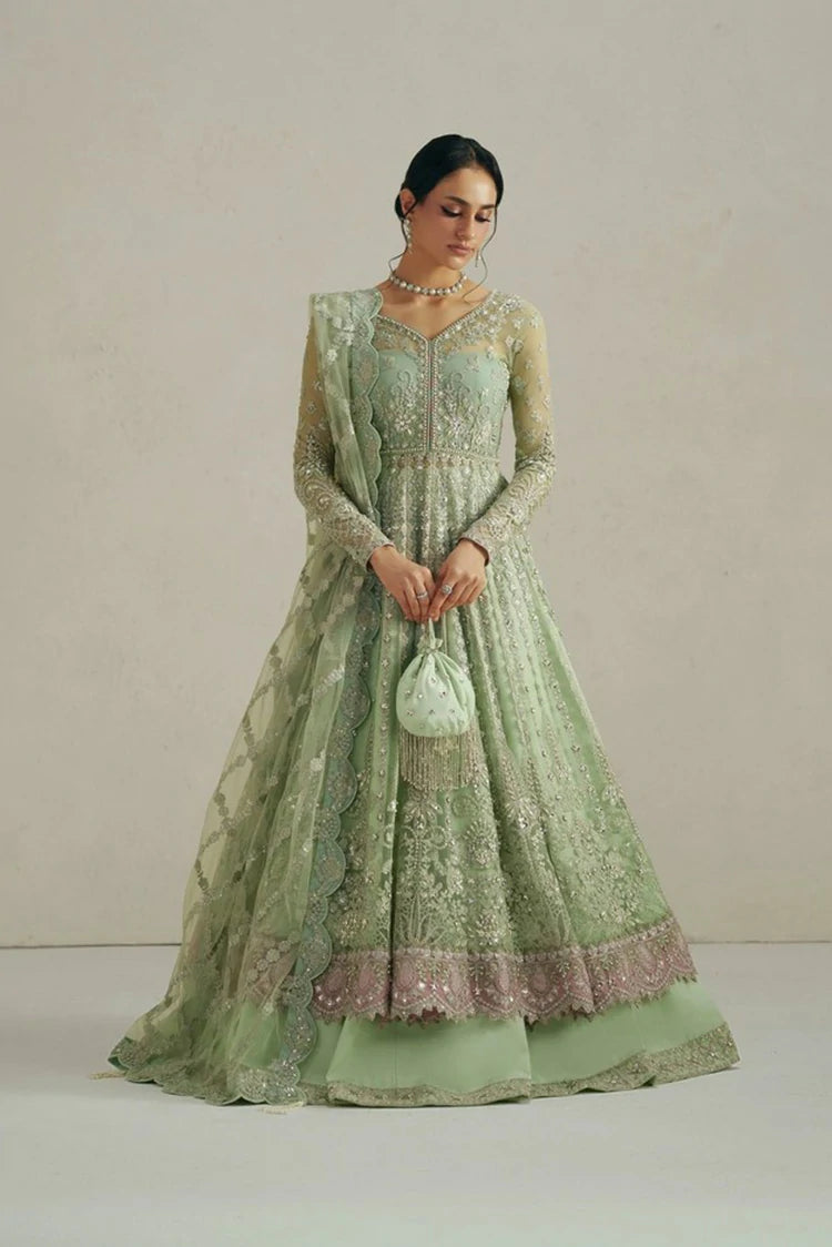 Vera - Wedding Festive Collection - 02-Seafoam Green Pishwas Set - Unstitched