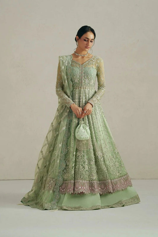 Vera - Wedding Festive Collection - 02-Seafoam Green Pishwas Set - Unstitched