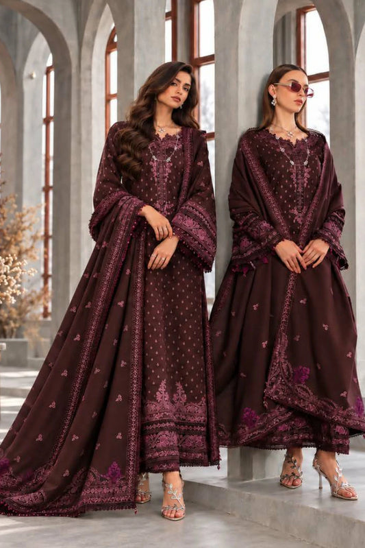 Noor by Saadia Asad - Noor Winter Embroidered Pashmina Shawl Collection - Design 10 - Unstitched