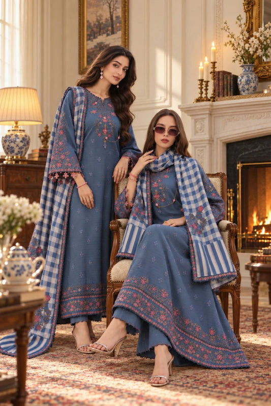 Noor by Saadia Asad - Noor Winter Embroidered Pashmina Shawl Collection - Design 03 - Unstitched