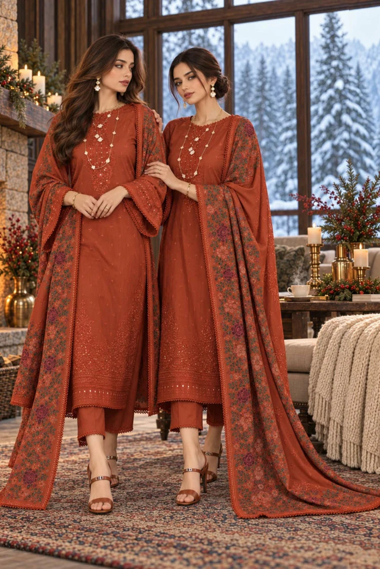 Noor by Saadia Asad - Noor Winter Embroidered Pashmina Shawl Collection - Design 05 - Unstitched