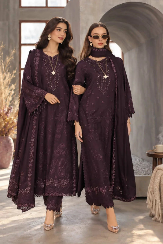 Noor by Saadia Asad - Noor Winter Embroidered Pashmina Shawl Collection - Design 06 - Unstitched