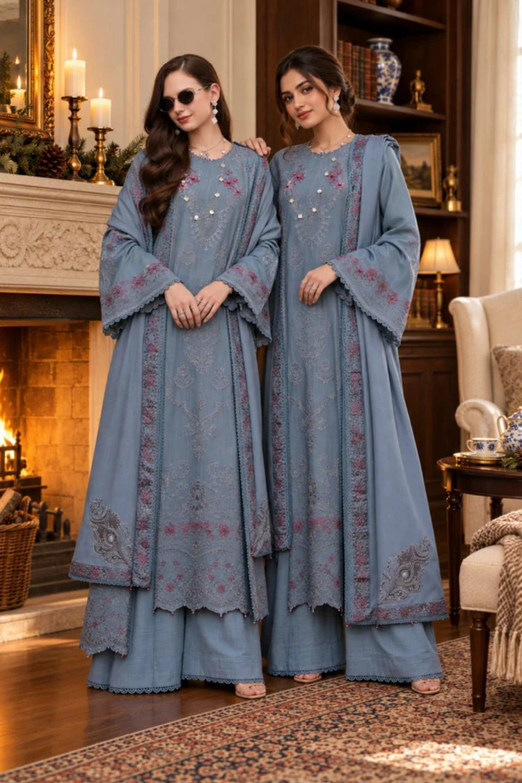 Noor by Saadia Asad - Noor Winter Embroidered Pashmina Shawl Collection - Design 09 - Unstitched