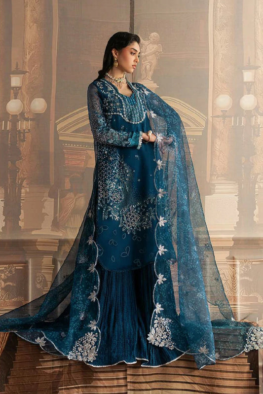Sadaf Fawad Khan - Roya Lumiere Silk Festive Collection - 08-Marine Elan - Unstitched