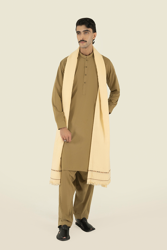 Black Pearl - Cream Wool Blend Shawl
