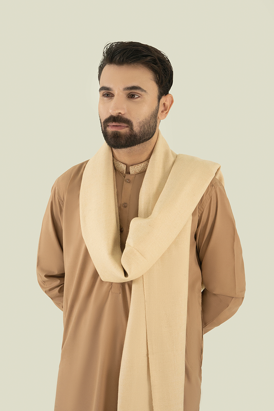 Black Pearl - Beige Wool Blend Shawl