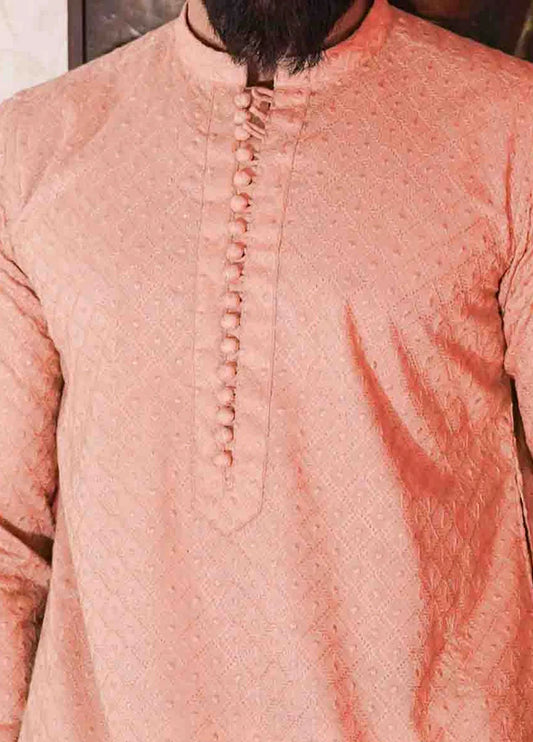 Label M - Chikankari Kurta Collection - Peachy Pink