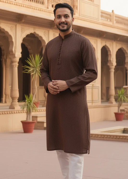 Label M - Chikankari Kurta Collection - Chocolate Brown