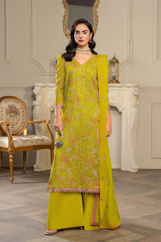 Picture of Hemstitch - Chiffon Luxury Collection - Parrot Green - Stitched - Available at Raja Sahib