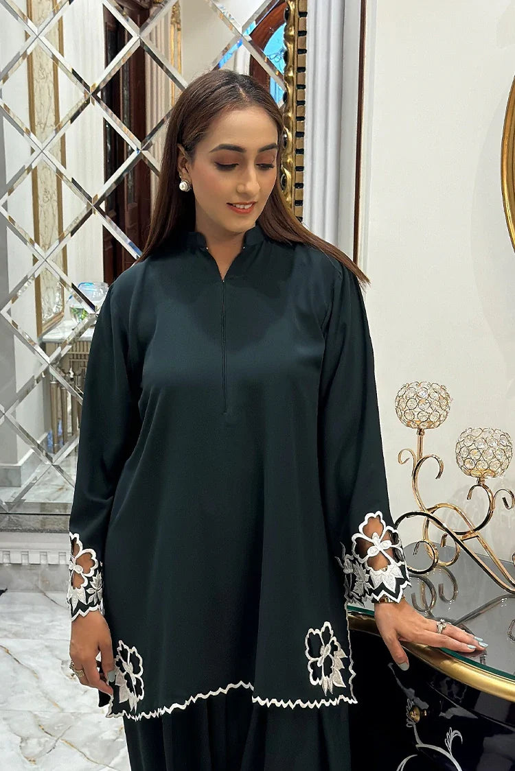 Picture of Manahils - Embroidered Co-Ord - Dark Green - Available at Raja Sahib