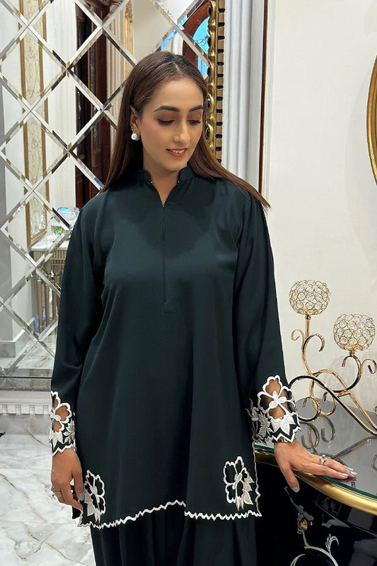 Picture of Manahils - Embroidered Co-Ord - Dark Green - Available at Raja Sahib