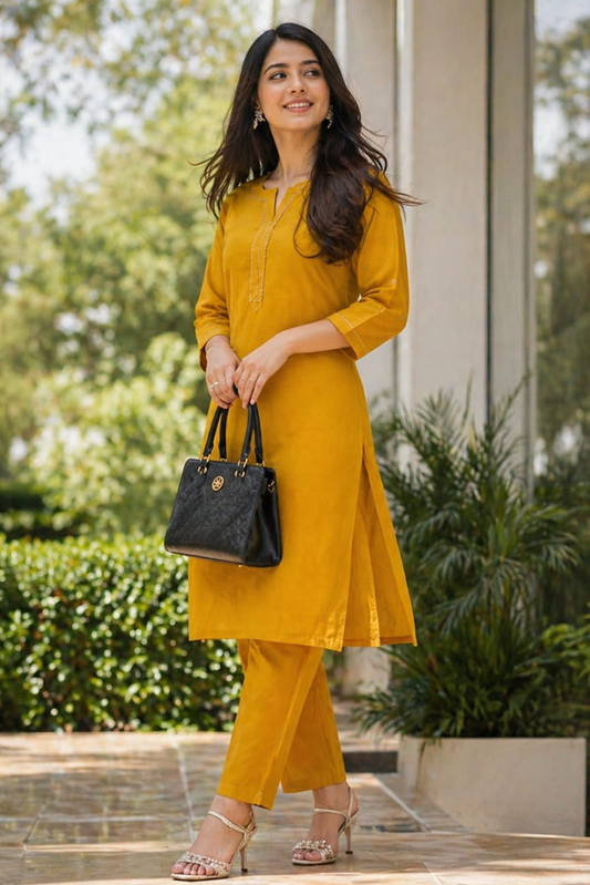 Haya Stitching - Casual wear - Mustard