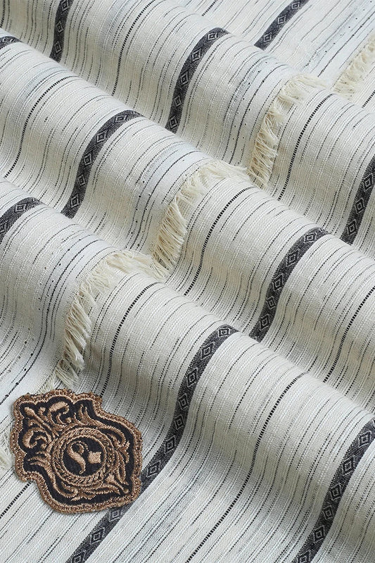 Fabrich - Cream Claasic Jacquard Unstitched Kurta
