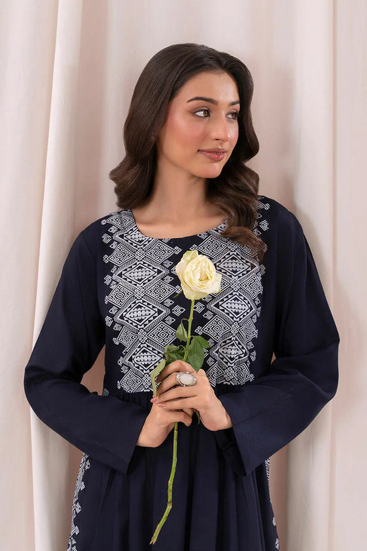 Zeek - Printed Long Kurta - Navy Blue - 1 Piece - D118
